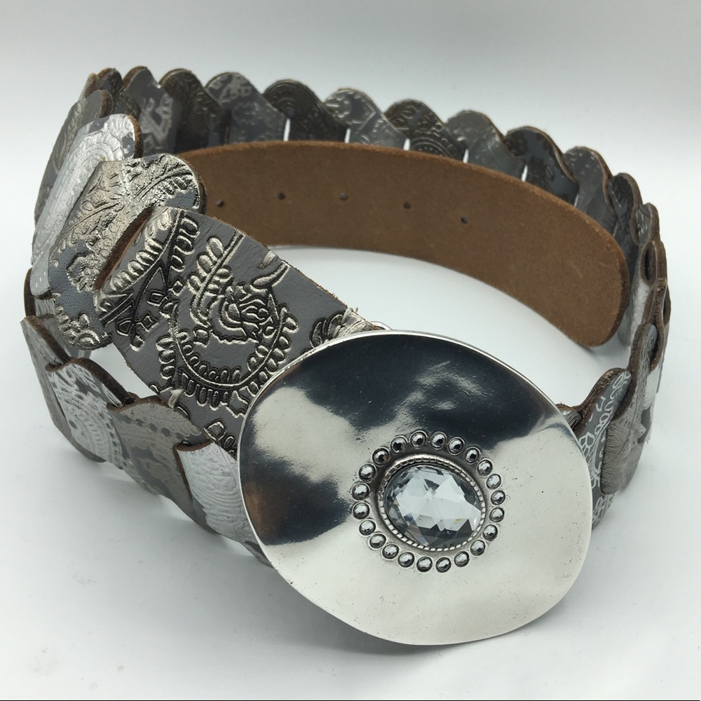CHICOS Silver Peg Buckle Belt